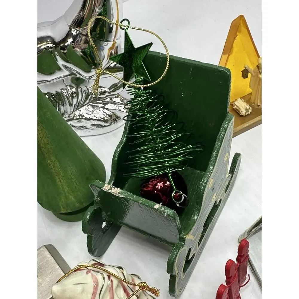 Vintage Mixed Lot Christmas Ornaments Decoration Avon Deer Wrapped Packages Tree